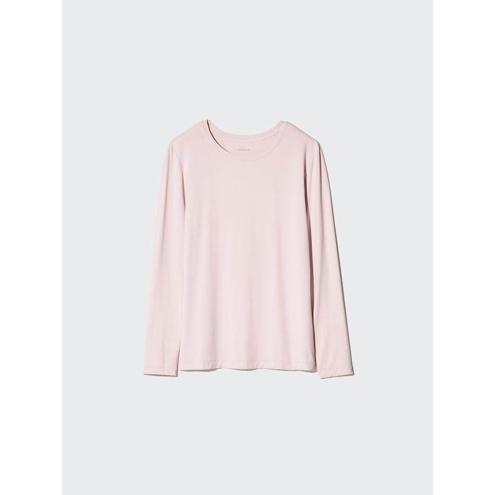 Uniqlo Япония Воздушный Ритм УФ Защита Круглый Вырез Футболка Шелковая Смесь