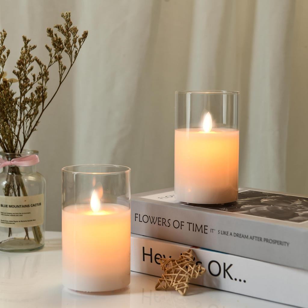 Светодиодная свеча AnnTec мерцает как настоящая Теплая Без энергии Специальный пульт дистанционного управления Яркость Светодиодная Белая x Высота [Перезаряжаемая через USB] Свеча, пламя,