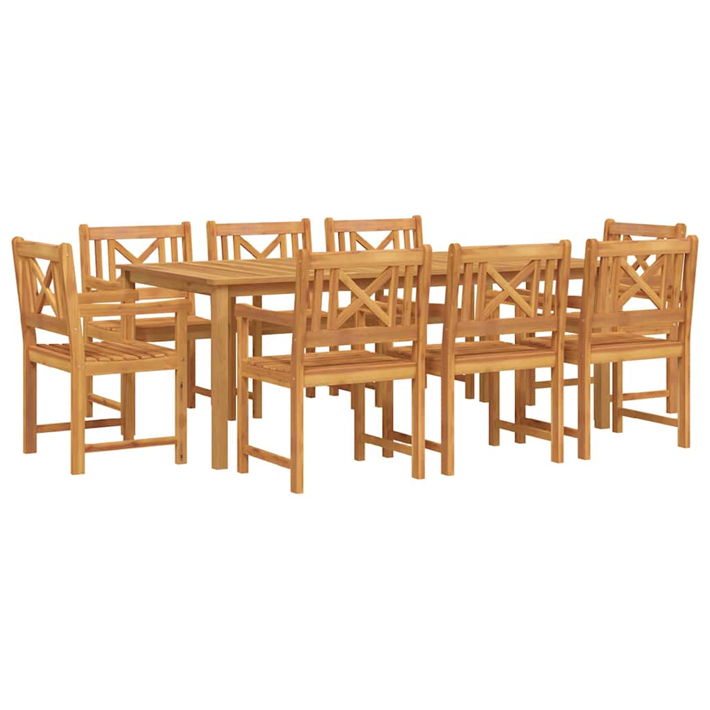 Garden Dining Set 9 pcs Brown Solid Acacia Wood