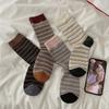 Women's Autumn and Winter Striped College Wind Tube Pile Up Cotton Socks