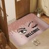 Winking Lash Welcome Doormat Rose Gold Glitter Drip Entrance Rug Makeup Beauty Theme Non-Slip Welcome Floor Mat for Home Room
