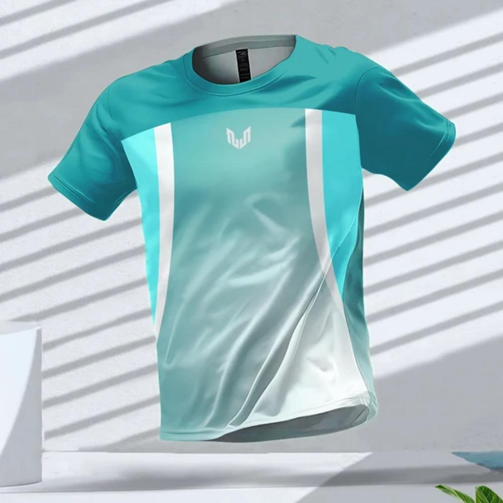 Летняя уличная спортивная одежда для фитнеса, мужская футболка с круглым вырезом и короткими рукавами, топы с принтом, быстросохнущие футболки для спортзала