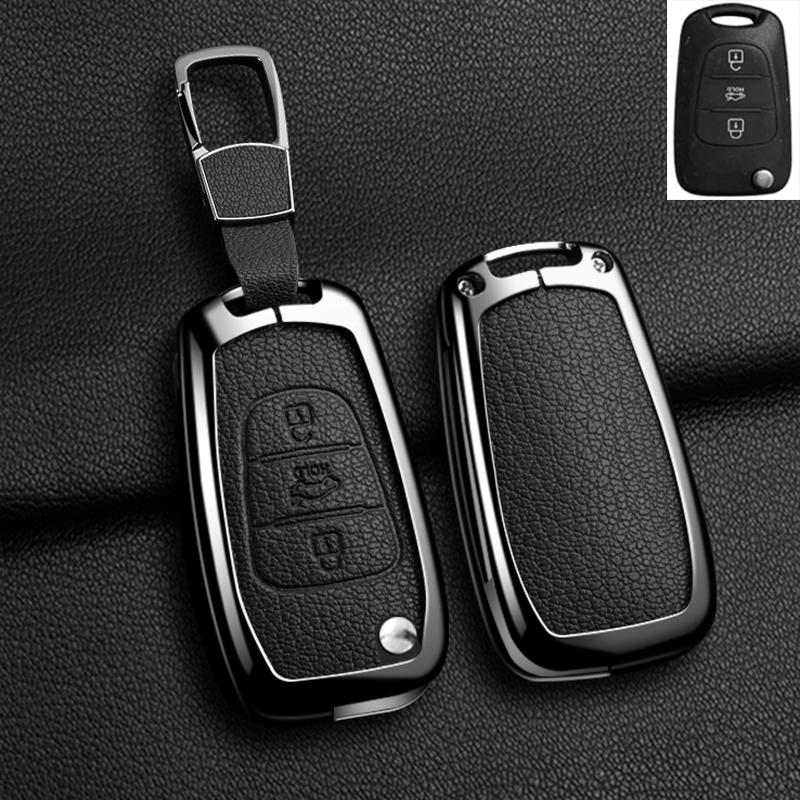 Чехол-брелок из сплава и кожи на 2/3 кнопки для Kia K2 K5 Rio 3 Picanto Ceed Cerato Sportage Для Hyundai I20 I30 Ix20 Ix25 35 She