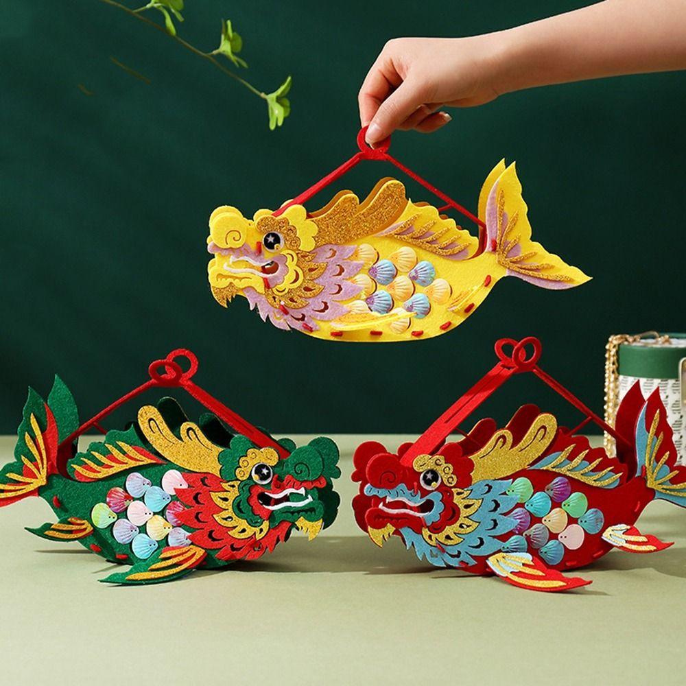 Cartoon Dragon Boat Festival Fish Lantern Non-Woven Fabric Fish Shape Storage Basket  DIY