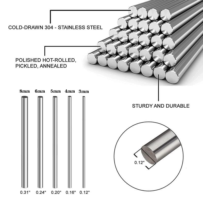 Stainles Steel Shaft Rods, 2mm-15mm Diameter, 125mm 200mm 250mm 330mm Length