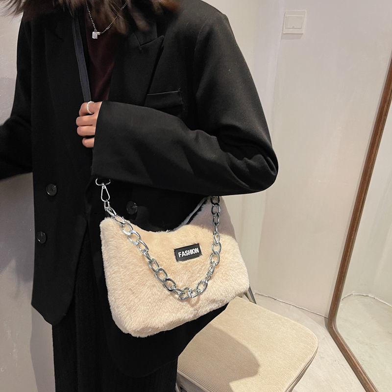 Зимняя сумка на плечо из искусственного меха, модные сумки кроссбоди с анималистичными принтами для женщин, дизайнерские женские сумки с цепочкой, сумки под мышкой CLE