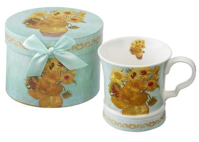 ROYAL ARDEN Новый костяной фарфор Подсолнухи (Ван Гог) Кружка, Подходит для микроволновой печи, 300 мл, В подарочной коробке, Нет. 37736 R2091TN