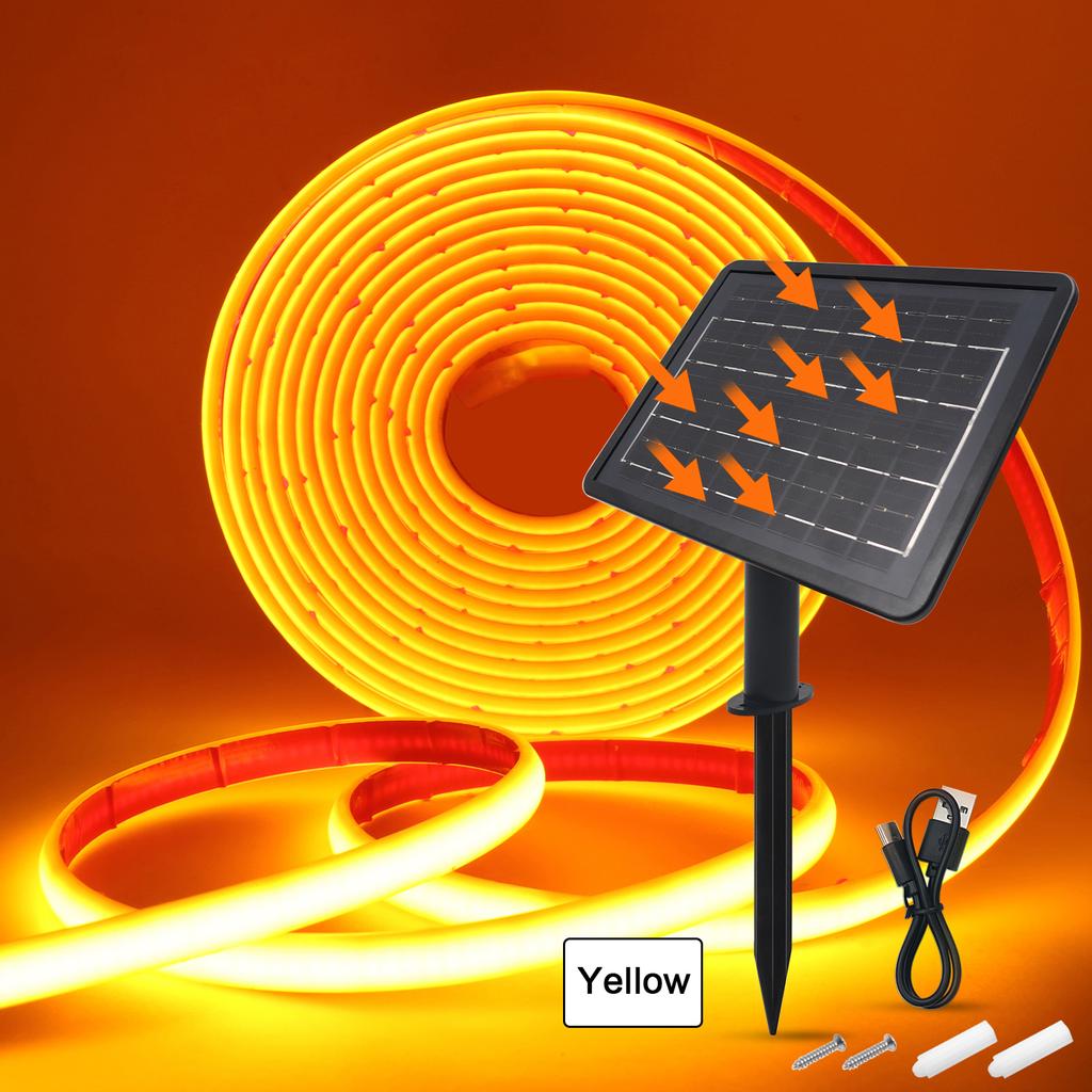 Solar COB Neon Light Strip 24V Ribbon Tape High Density Waterproof Red Green Blue Warm Natural White 320LEDs/M Flex Garden Decor