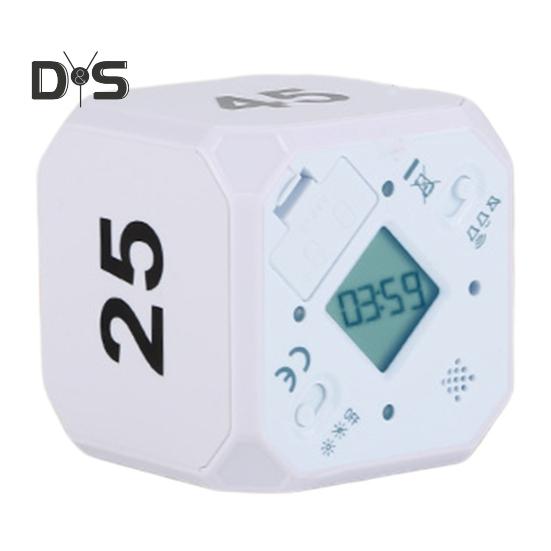 Вращающийся кубический таймер 5-15-25-45 минут со светодиодным дисплеем, ползунковый переключатель, Pomodoro, портативный кубический таймер с вибрацией и беззвучным сигналом для работы, учебы, кухни