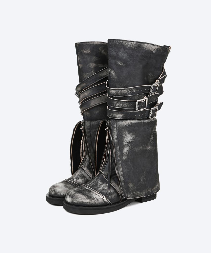 Then Roa Fold Boots / Black Beige