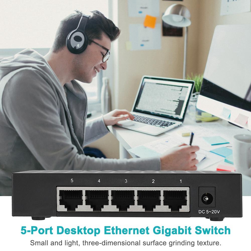 5-портовый быстрый 10/100/1000 Мбит/с гигабитный Ethernet LAN концентратор сетевой гигабитный коммутатор черный