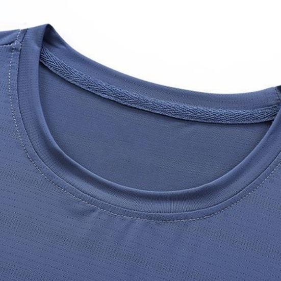 Летняя мужская футболка из ледяного шелка с круглым вырезом, свободная однотонная пуловер с короткими рукавами, повседневная повседневная одежда, спортивный топ для фитнеса