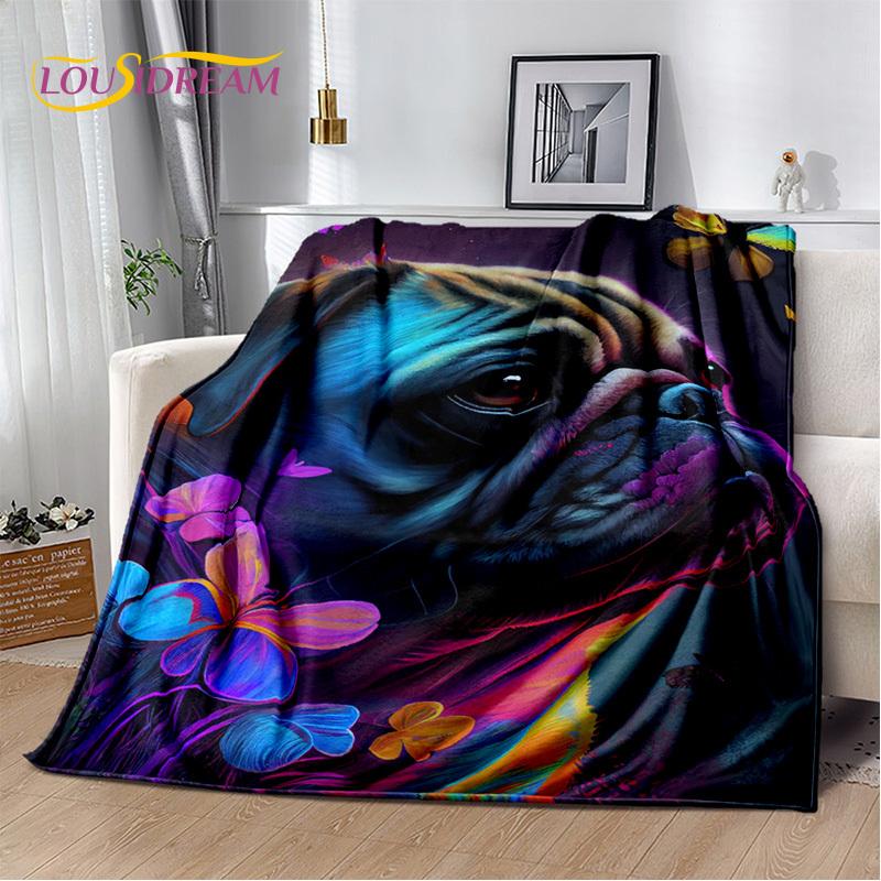 Одеяло с милой собакой, мультяшным хаски, самоее, чихуахуа, коки, померанским шпицем, мягкое одеяло для дома, спальни, чехол для дивана, детское одеяло