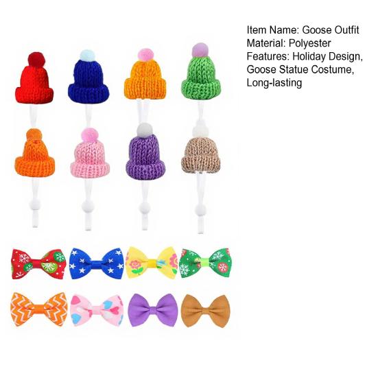 Рождественский наряд для настольного гуся, наряд для 7-дюймовой статуэтки гуся, 8 праздничных дизайнов, вязаная шапка и бант для дома, офиса, рабочего стола, праздничные украшения