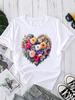 (Азиатский размер) модный love heart Короткий рукав Футболки Печать Круглый вырез Модный Женский Повседневный Женский Топ T Одежда Графическая футболка