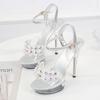Woman Transparent Super High Heel Summer Female Waterproof Water Drill Sexy Fairy Stiletto Sandals 15cm Heel 5cm Platfrom LFD