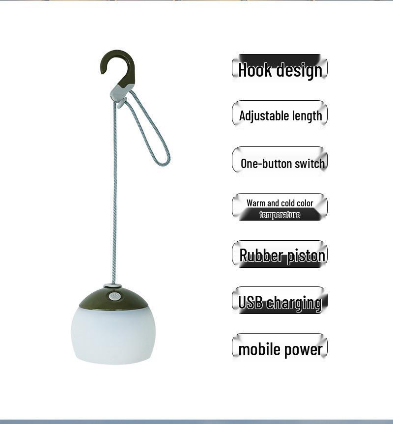 Rechargeable LED Camping Lantern: Waterproof Silicone Hanging Lamp with Cold/Warm Light and Type-C Port