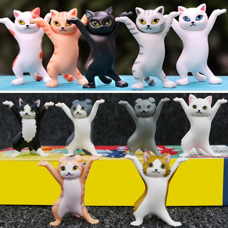 11 Models Dancing Cat Figure Decoration Animation Cat Model Fashion Toy Enchanting Cat Capsule Toy Doll Cake Decoration