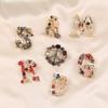 Vintage Rhinestone Pearl Letter Corsage Simple Coat Accessories Brooch Pin