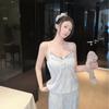 Sweet Pajamas Women's Pure Desire Suspenders Autumn and Winter Light Luxury Cardigan Golden Velvet Princess Style Can Be Worn Outside Three Pieces