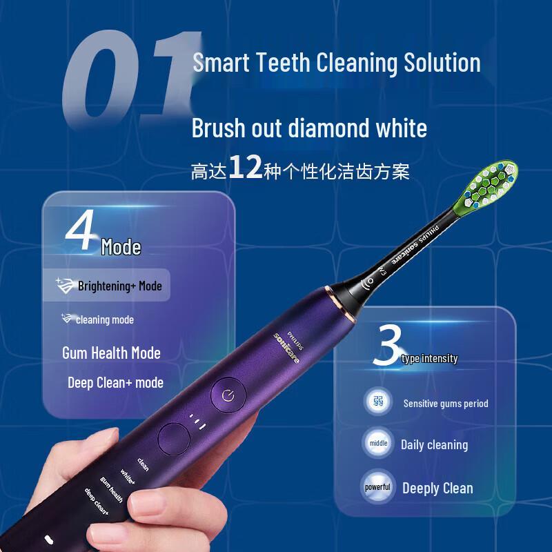 Звуковая электрическая зубная щетка Philips DiamondClean 9 Series, штекер CN (адаптер в комплекте)