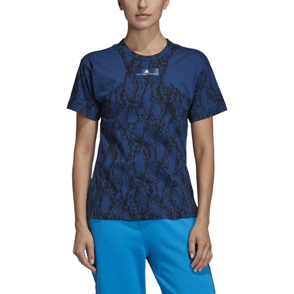 Adidas Stella McCartney Gradient Soft Comfortable Universal с коротким рукавом Футболка Женские топы Синий DT9233