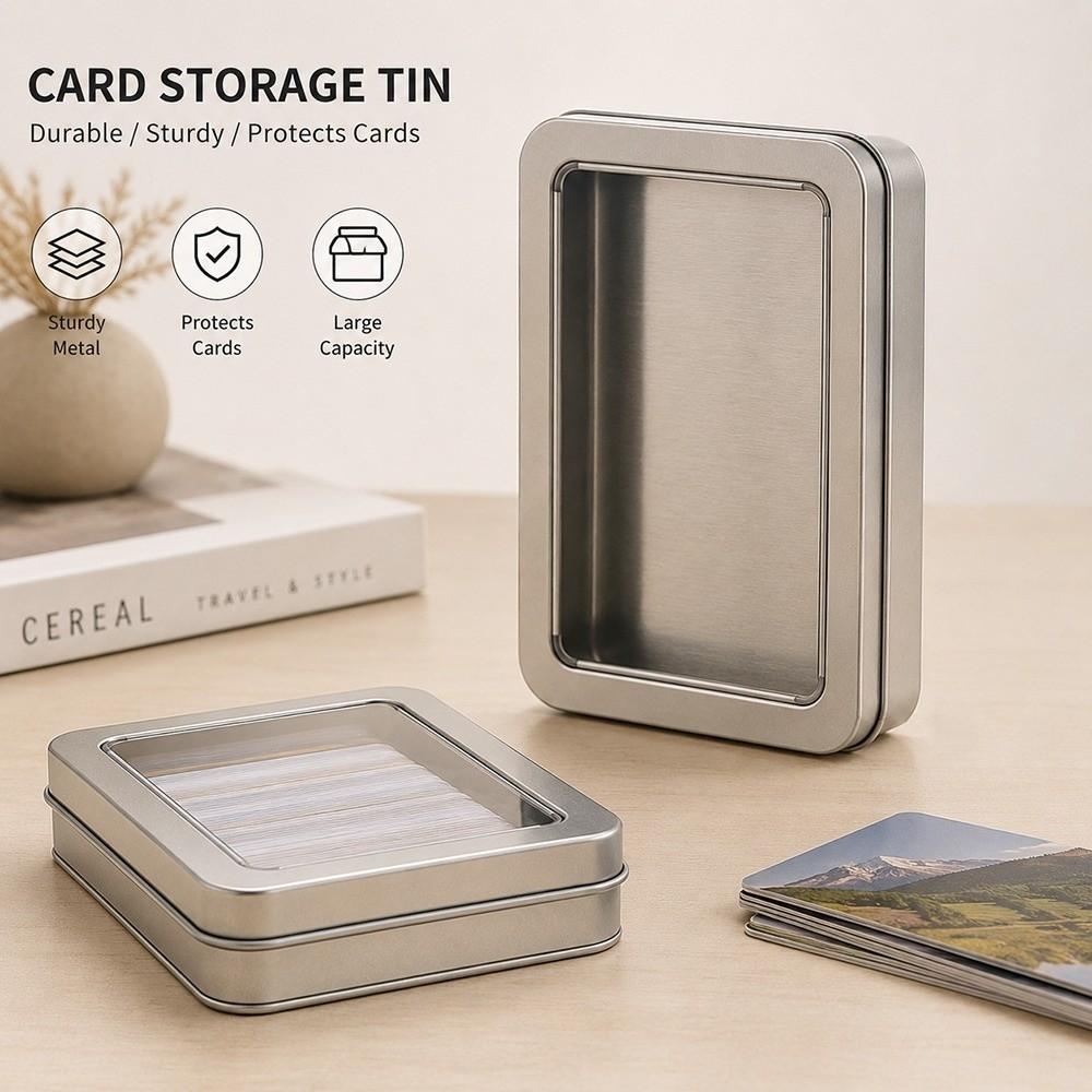 Portable Card Storage Tin Box Korean INS-Style Desktop Organizer Box for Girls