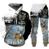 Новые толстовки Country Men Deer Hunting с 3D-принтом, спортивный костюм, комплект из 2 предметов, мужская толстовка с капюшоном и штаны, модный камуфляжный уличный свитер, одежда