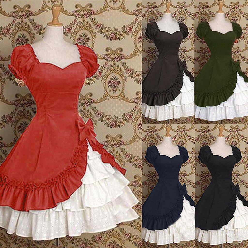 Модное женское винтажное готическое придворное платье, юбка-торт, кружевное платье