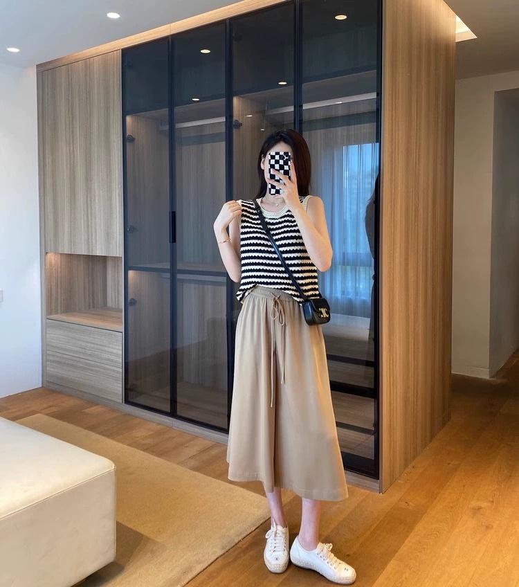 Женские широкие брюки из ледяного шелка с высокой талией — летние, утягивающие, в корейском стиле, свободный крой, подходят для фигуры типа «груша», юбка-брюки на завязках