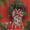 2pcs Christmas Wreath Bows Christmas Santa Foot Red Brown Plaid Burlap Bow for Wreaths Tree Topper Bow for Decor Wreath Supplies