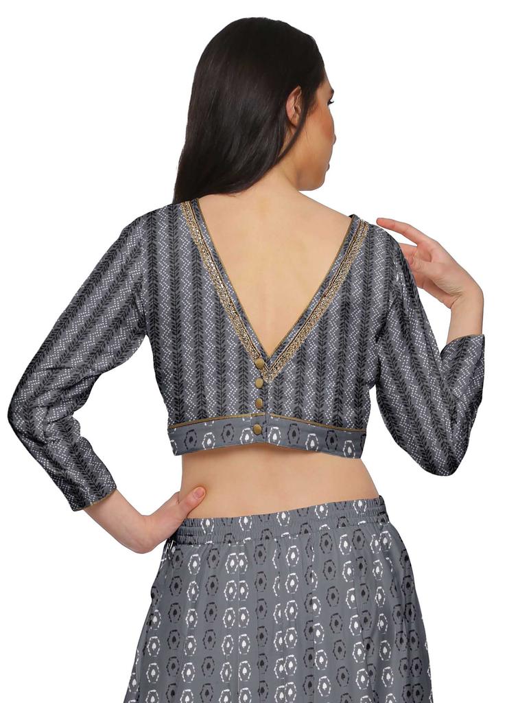 Moomaya Two Piece Long Skirt And Crop Top Printed Indian Ethnic Set For