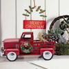 Vintage Christmas Red Truck Decoration, Warm White Twinkling Lights, Country Farmhouse Pickup Truck, Truck with Christmas Tree