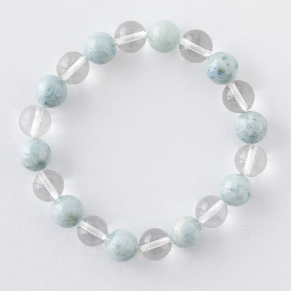 17cm Itoigawa Natural Jadeite Bracelet with Blue and a Gorgeous Japanese National Stone and Jomon Power Stone Jadeite Workshop Paulownia Wood