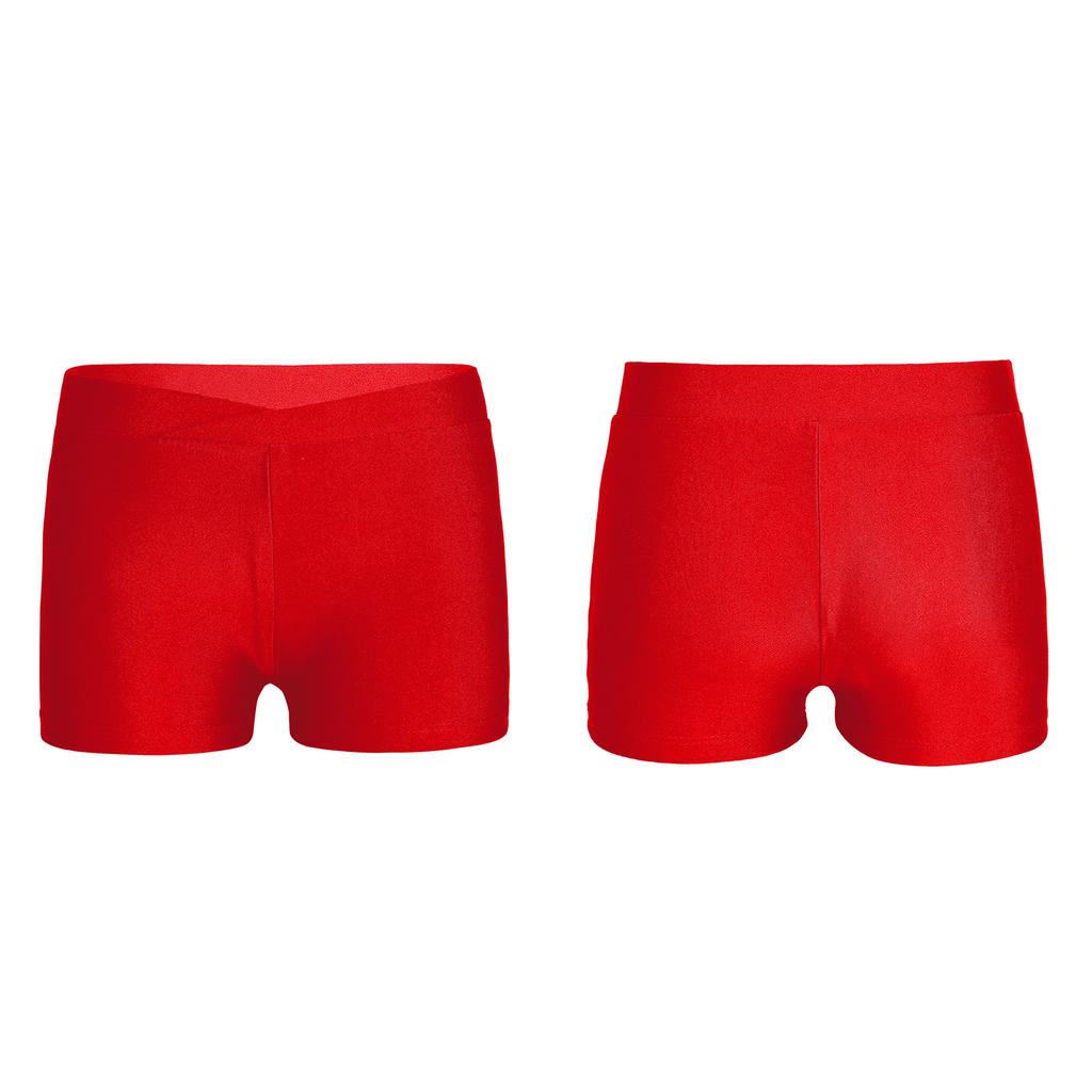 Girls Boy-Cut Slim Fit Yoga Hot Shorts V-front Waistband Gymnastics Dance Running Booty Bottom Underwear