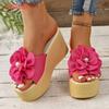 Fashion Aphixta Pearl Design Women Wedge Heels Slippers BabyPink Flower Sweet Mulers 4cm Platform Sandals Clog Shoe Slides Plus Size 43