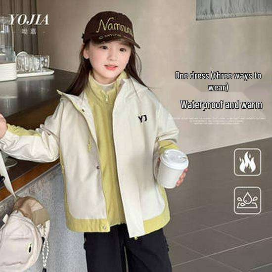YOJIA Зимний спортивный комплект-двойка для девочек 2025 с флисовой подкладкой: Модная и Утепленная Детская Одежда