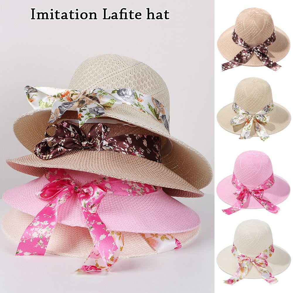 Casual Travel Wide Brim Sun Visor Cap Straw Hat UV Protection Beach Hat