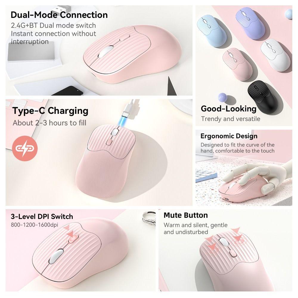 Silent Dual Mode Mouse TYPE-C Charging Rechargeable Computer Mouse  Laptop Accessories