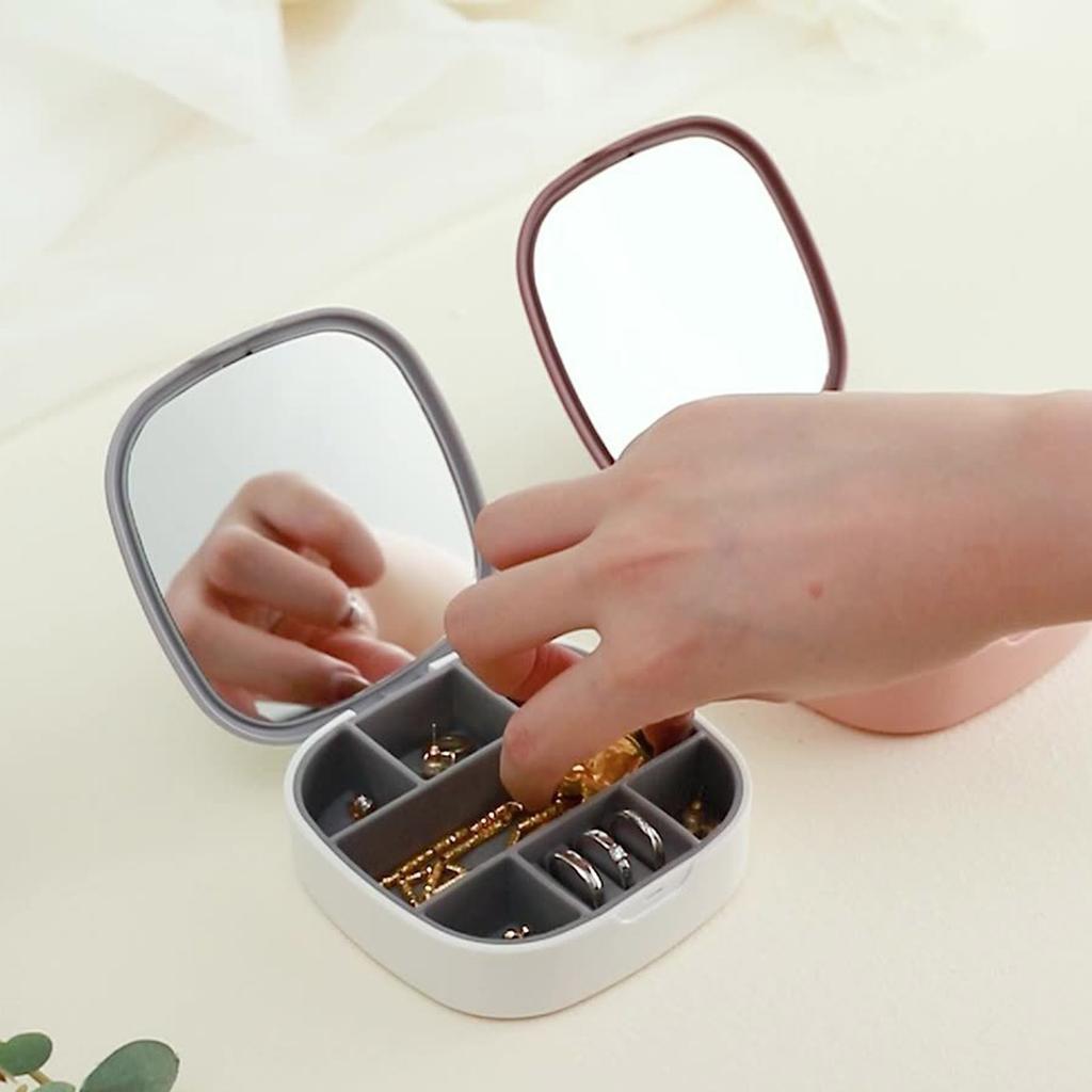 Portable Jewelry Case Multifunctional Orderly Storage White Gray Mini Travel Jewellery Box for Home