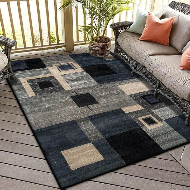 Современный геометрический коврик для балкона, абстрактное украшение для дома, нескользящий ковер для гостиной, ковер для спальни, ковер для лаунжа, дивана, легко чистящиеся напольные коврики