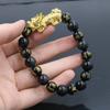 Natural Obsidian Six Character Beads Bracelet Lucky Feng Shui Pi Xiu Pi Yao Bracelet Men Wealthy Amulet Brecelets Women Jewelry