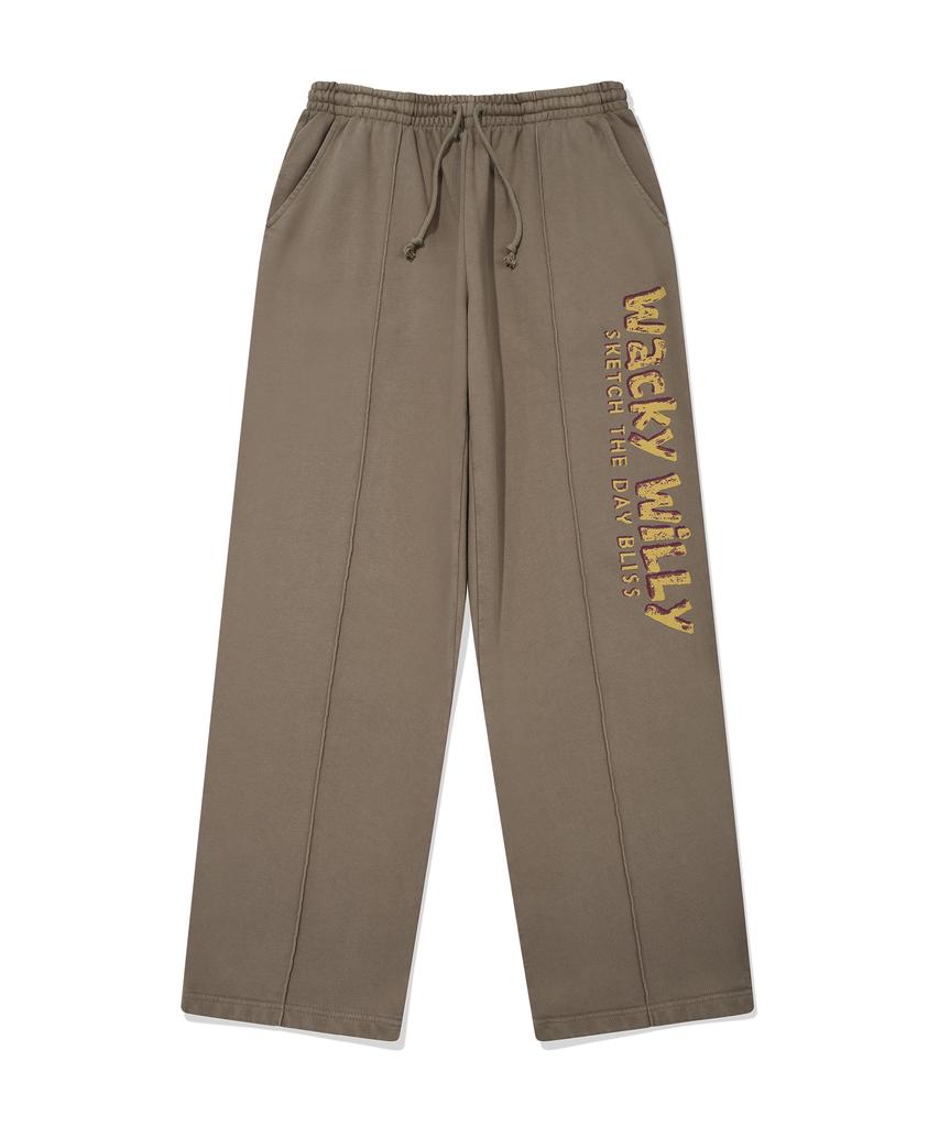 WACKY WILLY Pigment Typography Sweatpants Khaki