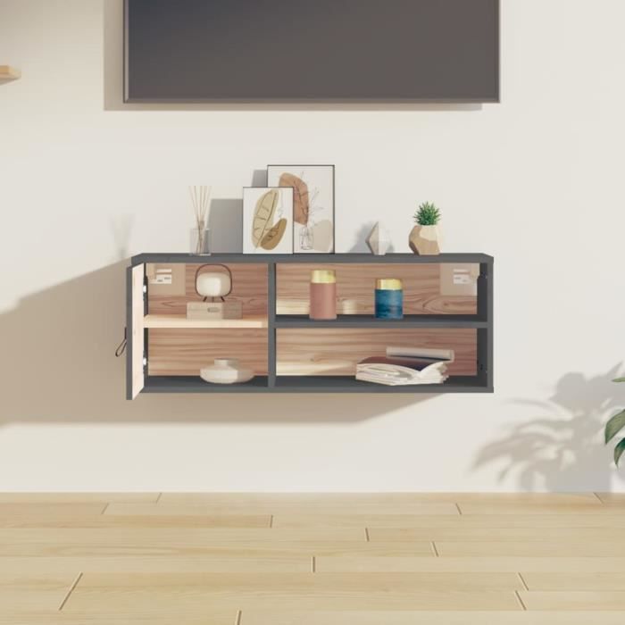 VidaXL Armoire murale Gris 80x30x30 cm Bois de pin massif 818389