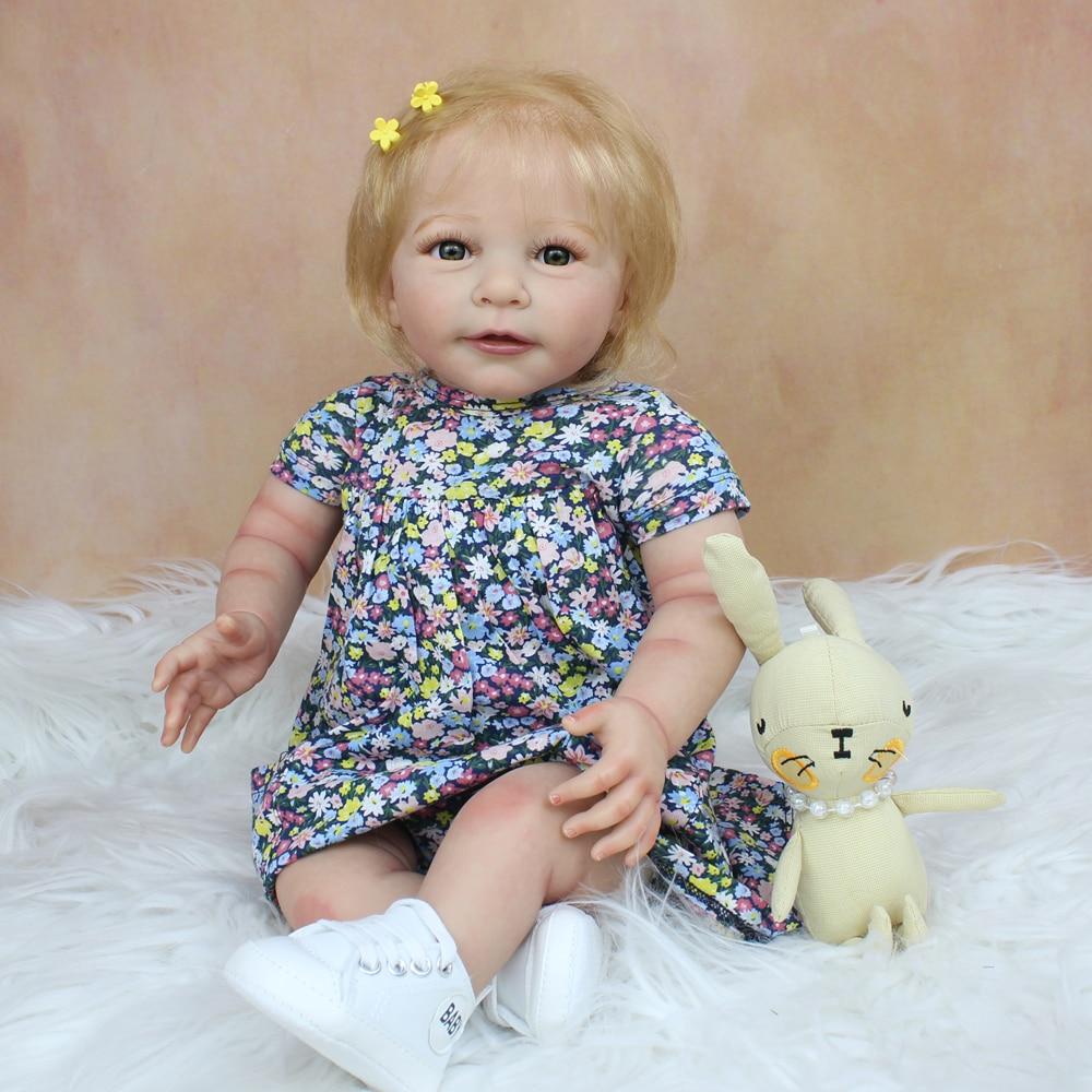 BZDOLL 55 см, мягкая силиконовая кукла реборн с 3D-краской, с кровеносными сосудами, 22 дюйма, блондинка Лиза, одевается как настоящая игрушка для девочек Bebe