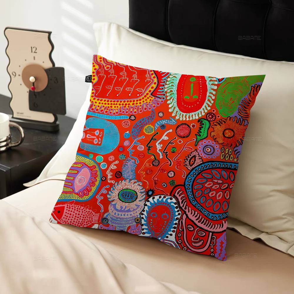 Yayoi Kusama Art Exhibition Pumpkin Flower Pillow Cushion Cover Pillowcase Living Room Sofa Home Decor