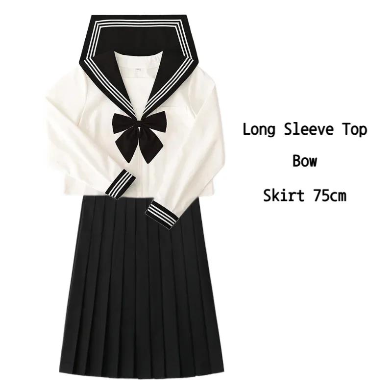 Базовый JK, черный воротник, белые линии, школьная форма, матросские костюмы для девочек, плиссированная юбка, одежда в японском стиле, костюмы аниме COS для женщин