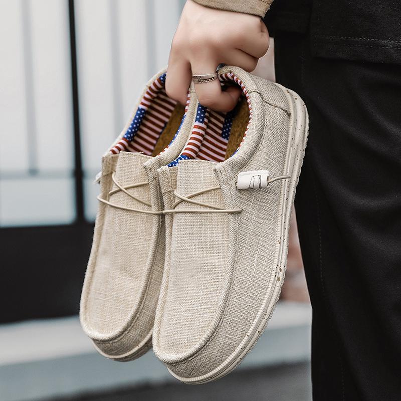 Men Casual Shoes Slip On Canvas Loafers Comfortable Walking Flats for Man Non Slip Soft Moccasins Sneakers Summer Loafers