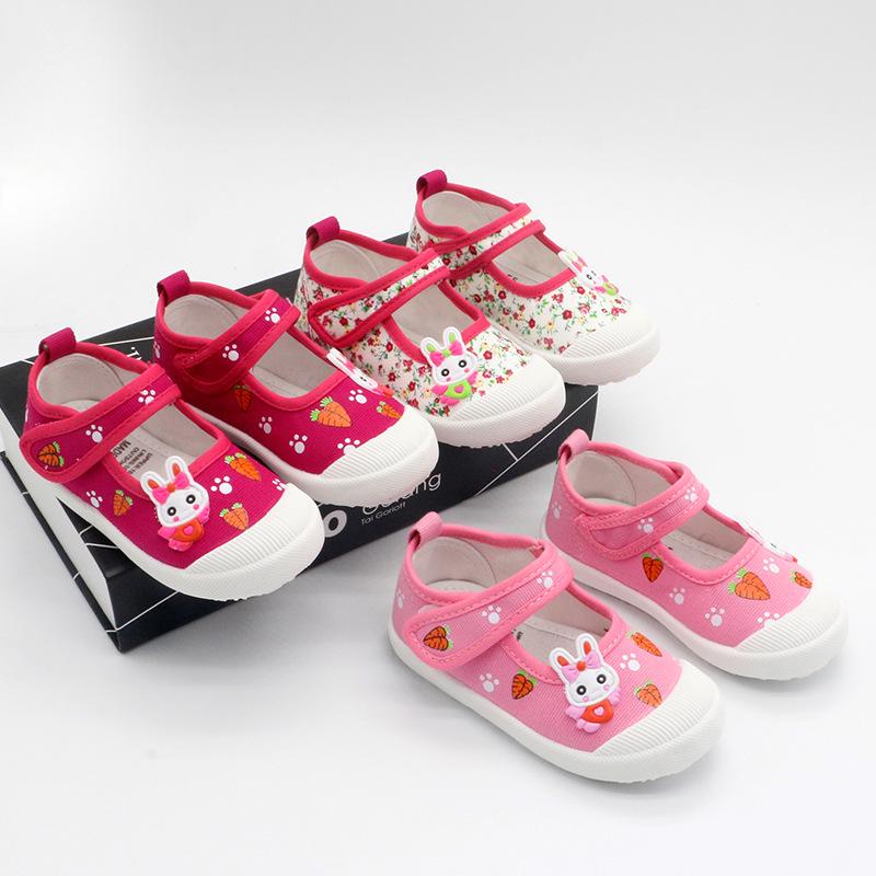 Туфли принцессы Nanlu Velcro Canvas Cartoon Square Mouth для девочек B813