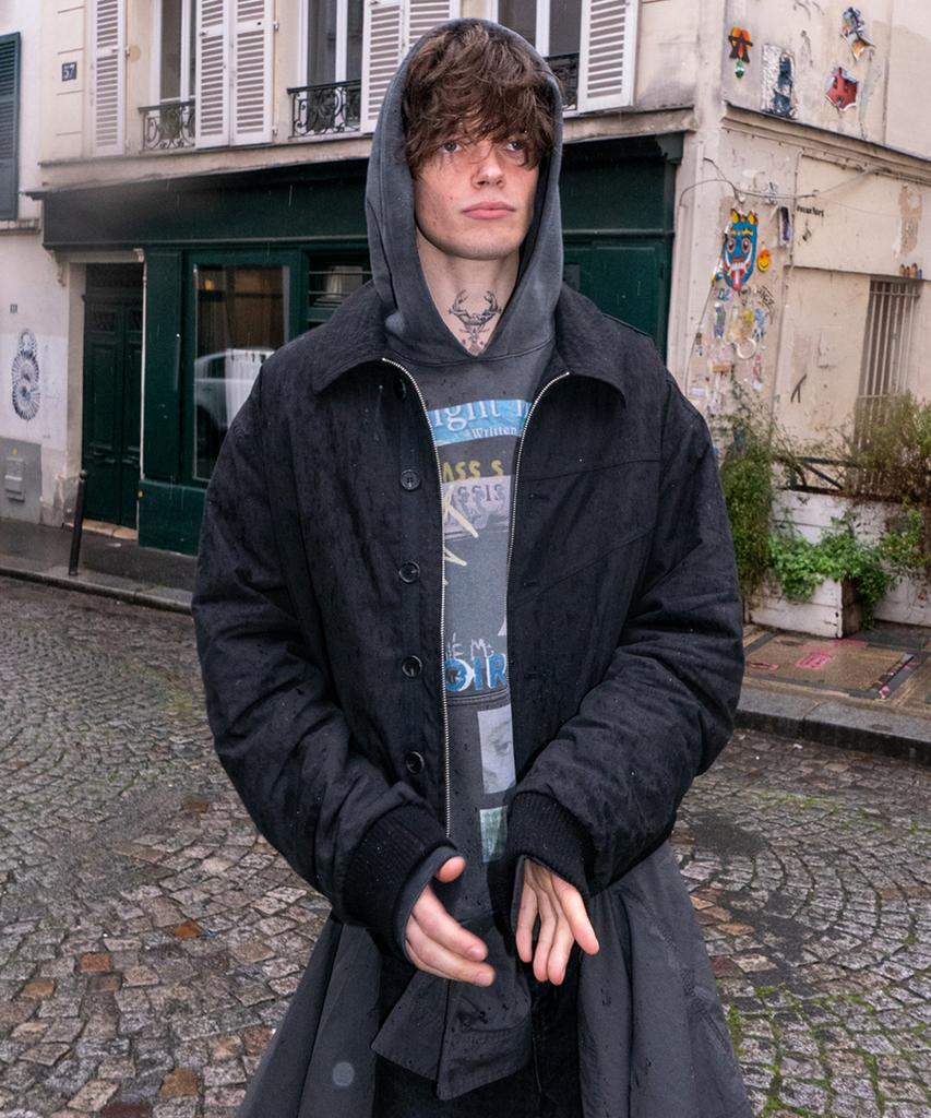 Wesken Washed Cotton Panelled Jacket (Black)